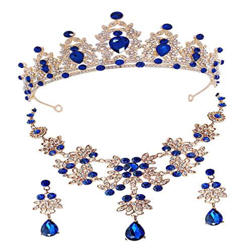 FOMIYES 1 Satz Hochzeitsbrautschmuck Set mit Tiara Halskette Ohrringen Elegantes Design für Großen Tag Funkelnde Zirkonia Strapazierfähige Materialien von FOMIYES