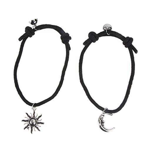 FOMIYES 1 Satz Lovers Magnet Armband Einstellbare Geflochtene Handseil Armbänder mit Mondanhänger Unisex Design für Valentinstag Besondere Anlässe von FOMIYES