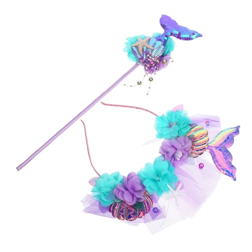 FOMIYES Meerjungfrauen-stirnband Und Zauberstab Für Mädchen Karnevals-stirnbänder Haar-accessoires Party-kopfbedeckung Meerjungfrau-haarband von FOMIYES
