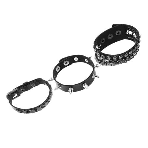 FOMIYES Nietenarmband Schwarz Aus Kunstleder Mit Markanten Nietenelementen Für Streetstyle-look Und Lebhafte Veranstaltungen Für Männer Und Frauen von FOMIYES