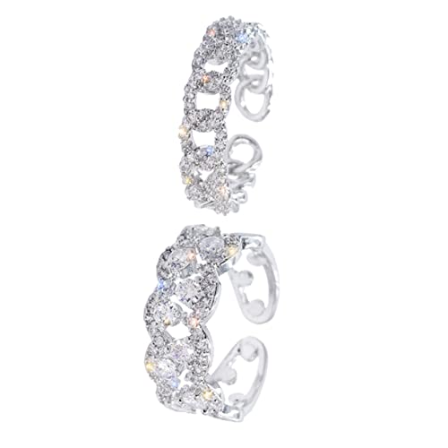 FOMIYES 2stücke Öffnungsfingerringe Mit Strass Für Damen Einfache Dekorative Ringe Für Finger Als Schmuck Für Verschiedene Anlässe von FOMIYES