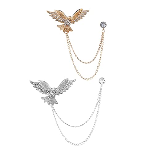 FOMIYES 1 Satz Rhinestone Brosche Mit Kettenquaste Anstecknadel Für Anzug Hemd Elegantes Kleidungsaccessoire Für Herren Damen Vintage Besondere Anlässe 2 Stück von FOMIYES