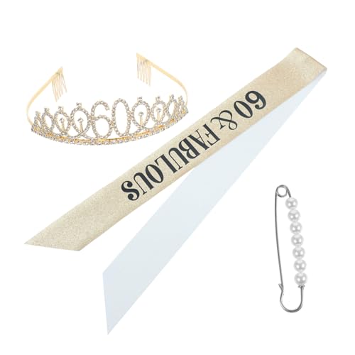 FOMIYES 1 Satz Strasskrone Set Dekorationen Geburtstagsschärpe Für Mädchen Kronen Geburtstag Tiara Krone Geburtstag Ihr Geburtstagskrone Und Tiaras Geburtstagsschärpe u Strasssteine Golden von FOMIYES