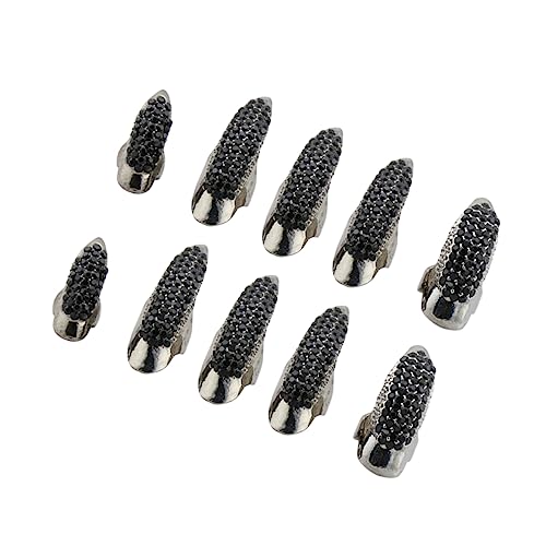 FOMIYES 10stücke Teiliges Gothic Punk Krallenringe Für Frauen Falsche Nägel Finger Ringe in Schwarz Mit Mittel- Kleinen Und Großen Für Cosplay Und Halloween-dekoration von FOMIYES
