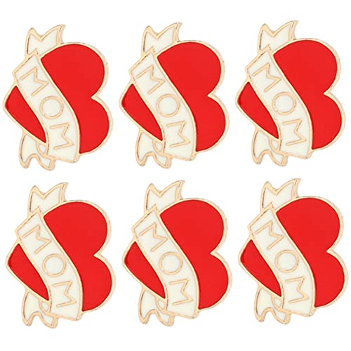 FOMIYES 1 Satz Teiliges Herzförmige Broschen Mit Mom Schriftzug Anstecknadeln Für Kleidung Muttertag Geburtstagsgeschenk Für Frauen Kreative Dekoration Für Jacken Taschen 6 Stück von FOMIYES