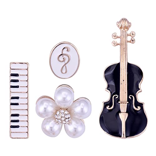 FOMIYES 4stücke Brosche Blumen Kragennadel Geigen Anstecknadel Für Musikinstrument Broschennadel Violinen Stil Anstecknadel Pin Für Frauen von FOMIYES