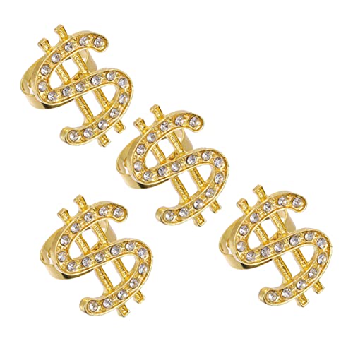 FOMIYES 1 Satz Unisex Hip Hop Ring Pack Goldene Finger Ringe Für Kostüme Stylische Accessoires Für Rapper Und Mottopartys Modischer Ring Schmuck Glatter Oberfläche 4 Stück von FOMIYES