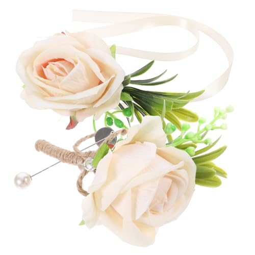 FOMIYES 1 Set Corsage Handgelenk Blumen Set Brautjungfer Handgelenk Blumen Band Braut Boutonniere Handgelenk Corsage Arm Hochzeitszubehör Bachelorette Hochzeit Corsage Boutonniere Frauen von FOMIYES