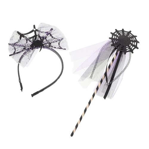 FOMIYES 1 Set Halloween Cosplay Requisiten Spinnennetz Stirnband Und Zauberstab – Lustiges Party Stirnband Requisit – Bequem Und Einfach Zu Tragen von FOMIYES