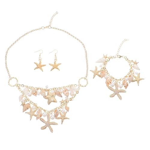 FOMIYES 1 Set Halsschmuck Strandmuschel Halskette Damen Halskette Damen Halskette Hängender Charm Meeresthema Halskette Schmuckanhänger Strand Halskette Meeres Stil Halskette Ohrschmuck von FOMIYES