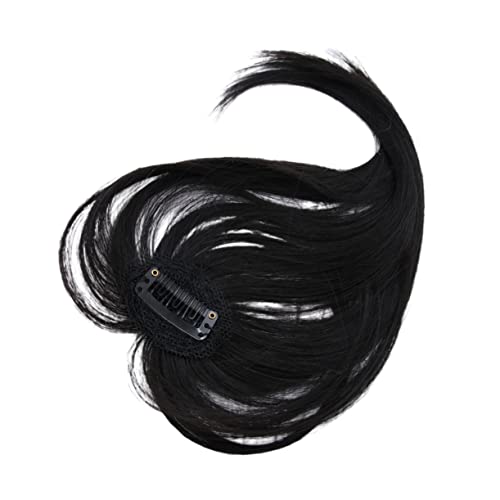 FOMIYES 1 Stück 3D Air Bangs Perücke Luft Schwarz natürlich Mädchen Topper Volumen unsichtbar perücken vorderer Haarkranz Frau Haarknall vorderes Haar knallt Frau Clip Haarfransen von FOMIYES