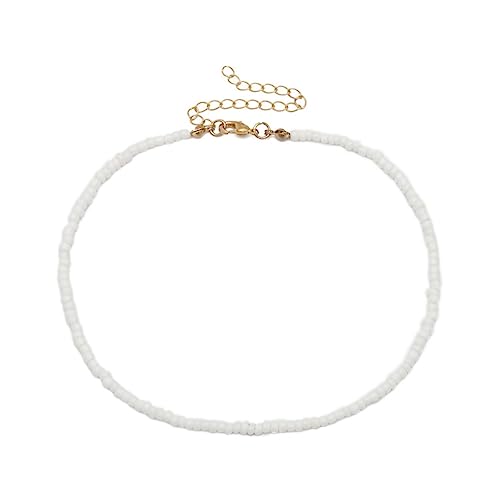 FOMIYES 1 Stück Einstellbare Farbige Reisperlen Halskette für Frauen Einlagige Kette Eleganter Schmuck für Strandpartys und Besondere Anlässe Weiß von FOMIYES