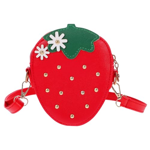 FOMIYES Erdbeer-förmige Umhängetasche Für Junge Mädchen Praktische Handtasche Für Mädchen Verstellbarer Riemen Neat Und Mode Kleine Geldbörse Für Karten Und Schlüssel Rotes Design von FOMIYES