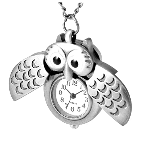 FOMIYES Taschenuhr Vintage in Eulenform Kreative Uhr Mit Halbmond-eulen-Design Silberfarben Für Freunde Und Familie von FOMIYES
