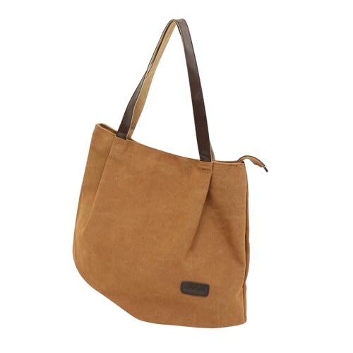FOMIYES 1 Stück Handtasche Mit Großem Fassungsvermögen Reisetasche Für Damen Umhängetasche Frau Lässige Tragetasche Strandtasche Aus Segeltuch Damen-tragetaschen Kaffee Polyester von FOMIYES