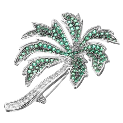 FOMIYES 1 Stück Kokosbaum Brosche für Damen Anstecknadel Silber und Grün Modischer Cardigan Verschluss Sommer Hawaii Schmuckdekoration für Kleidung und Accessoires von FOMIYES