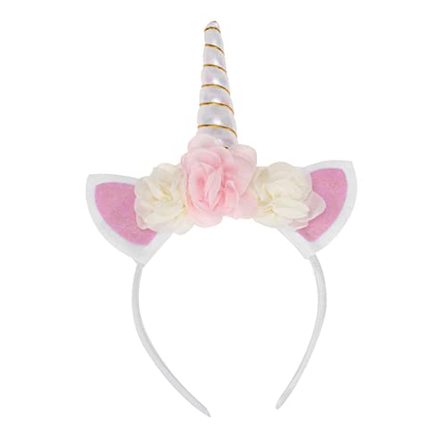 FOMIYES 1stk Leuchtendes Einhorn-stirnband Einhorn Kostüm Stirnband Haarreifen Stirnband Für Mädchen Horn-foto-requisiten Haarschmuck Für Mädchen Kind Die Blumen Weiß Wange Stoff von FOMIYES