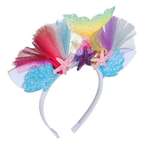 FOMIYES 1stk Meerjungfrau Stirnband Regenbogen-haarband Meerjungfrau-prinzessin-haarreifen Haarschmuck Regenbogen-meerjungfrau-stirnband Party Liefert Haarreifen Kranz Blitz Leder Kind von FOMIYES