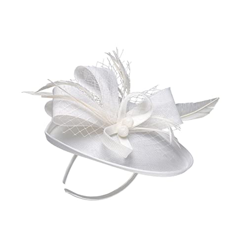 FOMIYES 1stk Mesh-stirnband Vintage-accessoires Kopfschmuck Für Frauen Stirnband Fascinator Für Damen Fascinator Hütte Für T- Party Hütte Schleier Weiß Jacke Fräulein Charme Leinenimitat von FOMIYES