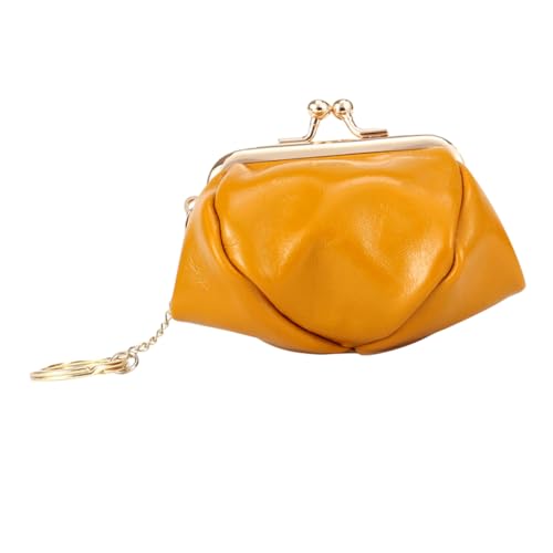FOMIYES 1 Stück Retro Öl Wachs Rindsleder Clutch Münzbörse für Frauen Aufbewahrungstasche für Ohrenhörer Münzen Kleine Gegenstände Hellgelb von FOMIYES