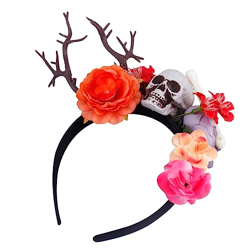 FOMIYES 1 Stück Zweig Haarband Blumengirlanden Für Dekor Damen Stirnbänder Halloween Kranz Halloween Party Requisiten Halloween Rentier Kopfschmuck Totenkopf Stoff Haarschmuck von FOMIYES