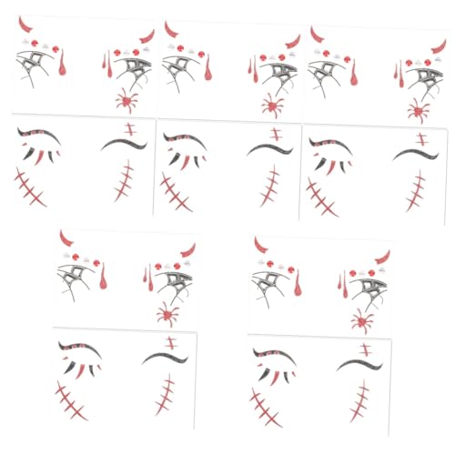 FOMIYES 10 Blatt Halloween Gesichtstattoos Hautfreundliche Strasssteine Temporäre Make Up Sticker für Party Cosplay Karneval und Themenpartys von FOMIYES
