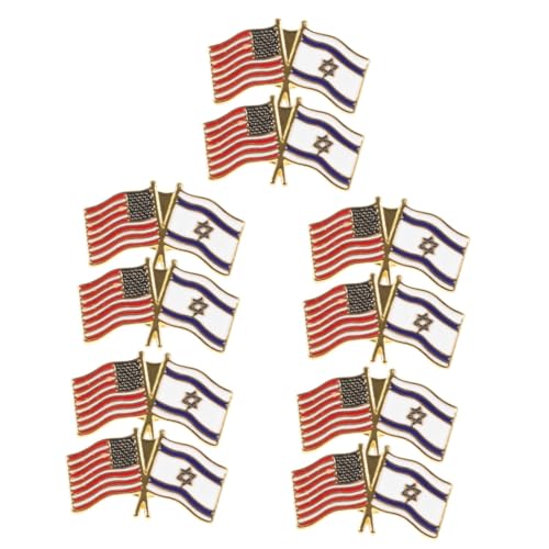 FOMIYES 10 Stck. Israel Usa Freundschafts Brosche Metall Anstecknadel Nationalflagge Reverspin für Kleidung Rucksack Zubehör Patriotisches Abzeichen von FOMIYES