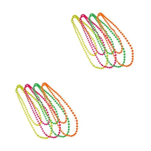 FOMIYES 10 Stck. Teiliges Jahre Neon Kunststoff Perlenkette Farbige Leichte Party Halsketten Grün Rosa Gelb Orange Blau Karneval und Mottoparty Zubehör von FOMIYES