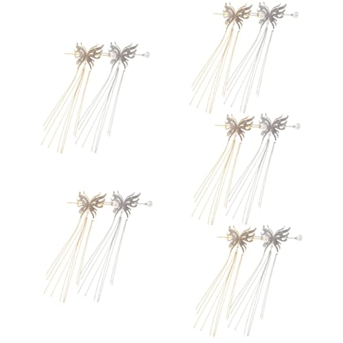 FOMIYES 10 Stk Schmetterlingsperlen-haarnadel Haarschmuck Für Frauen Haarstäbchen Für Brötchen Hochsteckfrisur Haarstab Für Brötchen Chignon-haarnadel Haarstock Clip Legierung Braut von FOMIYES