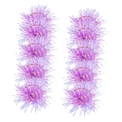 FOMIYES 10 Stück Bunte Pompon Haarbänder mit Glänzenden Folienstreifen Elastische Ponytail Halter für Mädchen und Frauen Modische Langlebige Haargummis mit Verspieltem Design von FOMIYES