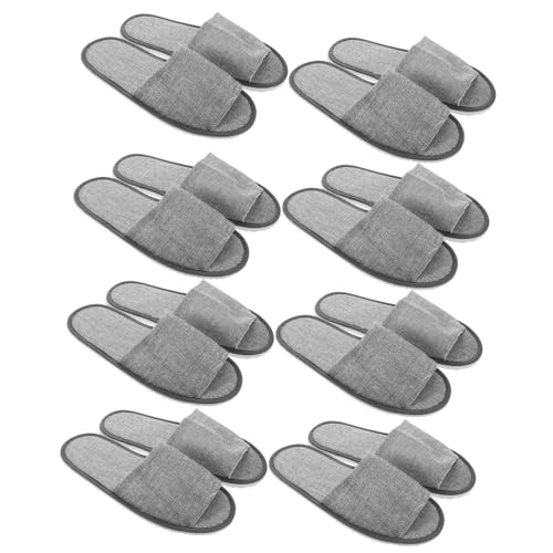 FOMIYES 10 Stück Einweg Hausschuhe aus Atmungsaktivem Leinenstoff Rutschfeste Gepolsterte Indoor Slipper für Hotel Spa Gäste Komfortable Offene Pantoffeln Einheitsgröße von FOMIYES