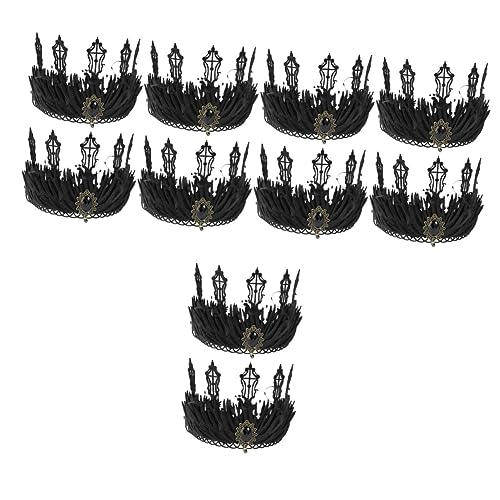 FOMIYES 10 Stk Hexenkrone Damen Stirnbänder Gotisches Blumenstirnband Brautblumenkrone Kostümzubehör Für Frauen Schwarze Tiara Und Gotischer Barock Schmuck Fräulein Halloween Polyester von FOMIYES