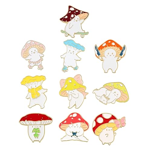 FOMIYES 10stücke Pilz Brosche Cartoon Pilz Schmuck Damen Revers Abzeichen Emaille Pin Für Taschen Kleidung Kappen von FOMIYES