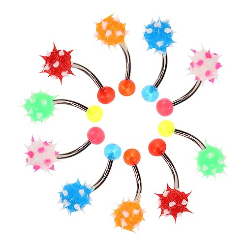 FOMIYES 10 Stück Teiliges Bauchnabelpiercing mit Bunten Flauschbällen Hautfreundlich und Langlebig Modischer Körperschmuck für Frauen für Festivals Partys und Tanzauftritte von FOMIYES