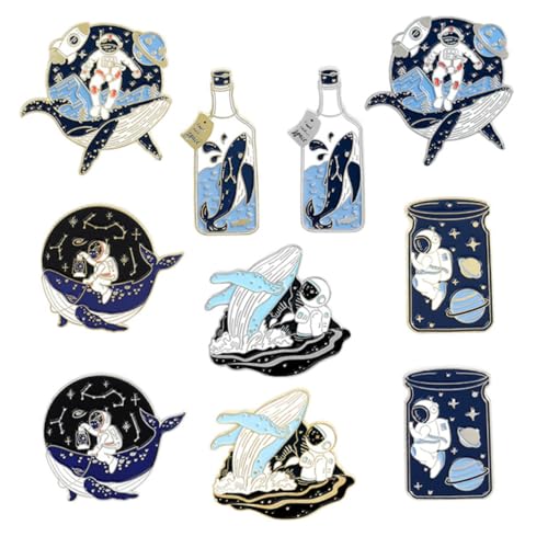 FOMIYES 10 Stück Teiliges Cartoon Brooch Set mit Astronaut und Wal Robuste Legierungs Anstecker Kreative Schmuckpins für Rucksäcke Taschen und Kleidung Abzeichen für Besondere Geschenke von FOMIYES