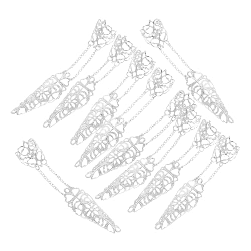 FOMIYES 10 Stück Teiliges Fingernagelspitzen-krallenring mit Kette Gothischer Halloween Hand Schmuck Verstellbare Eisen Fingertip Ringe für Frauen Cosplay Tanzaufführungen von FOMIYES