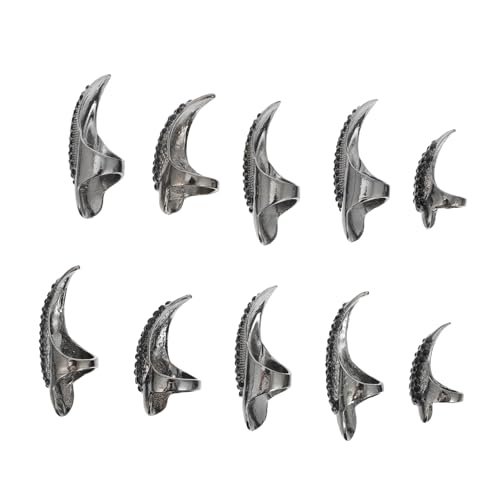 FOMIYES 10 Stück Teiliges Gothic Nagelring mit Strasssteinen Verstellbare Katzenkrallen fingernagelringe in Schwarz Halloween Kostümaccessoire für Damen und Partys von FOMIYES