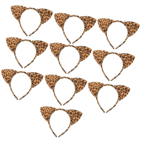 FOMIYES 10 Stück Teiliges Leopardmuster Katzenohren Stirnband Bequemes Langlebiges Haarreif Accessoire für Damen Modisches Cosplay Party Kostüm Vielseitig und Stabil Perfektes Tierohren von FOMIYES