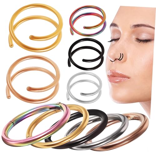 FOMIYES 10 Stück Teiliges Nasenring aus Chirurgischem Spiral und Rundringe Hautfreundlich Nickelfrei Modischer Schmuck für Damen Schmerzfrei Tragbar Vielseitig für Party und Alltag von FOMIYES