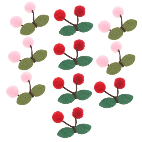 FOMIYES 10 Stück Teiliges Niedliche Kirsch Haarclips aus Garn mit Bestickten Applikationen und Flauschigen Pompons Langlebiger Haarschmuck für Vielseitig Einsetzbar als DIY Haarspangen von FOMIYES