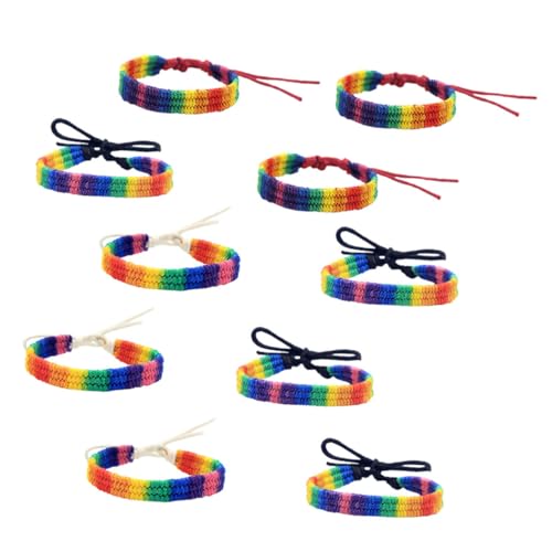 FOMIYES 10 Stück Teiliges Regenbogen Armband Handgeflochtene Bunte Seil Wickelarmbänder Verstellbare DIY Schmuckstücke für Damen und Herren Langlebig und Modisch von FOMIYES