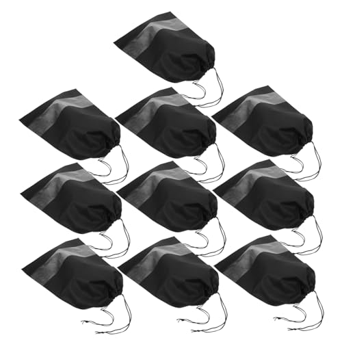 FOMIYES 10 Stück Teiliges Schuhbeutel Strapazierfähigem Vliesstoff mit Zugband Staubdicht und Vielseitig für Reisen Aufbewahrung von Schuhen Geeignet für Damen und Herren Maße Schwarz von FOMIYES