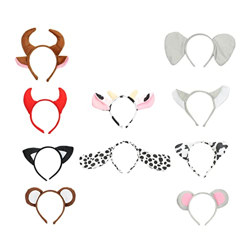 FOMIYES 10 Stück Tierohren Stirnband Cosplay Kopfschmuck für Mädchen Haar Accessoire für Mottoparty und Festivals Weich und Bequem für Halloween Geburtstagsfeiern und Maskenbälle von FOMIYES