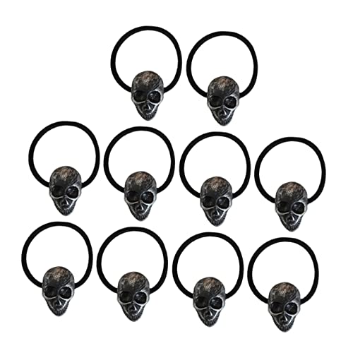 FOMIYES 10St Totenkopf und Haars chleife Halloween-Haargummis Gothic-Accessoires elastische Haargummis haarschmuck Haargummis für Mädchen gotisches Haarseil Skelett Halter Zubehör Haarring von FOMIYES