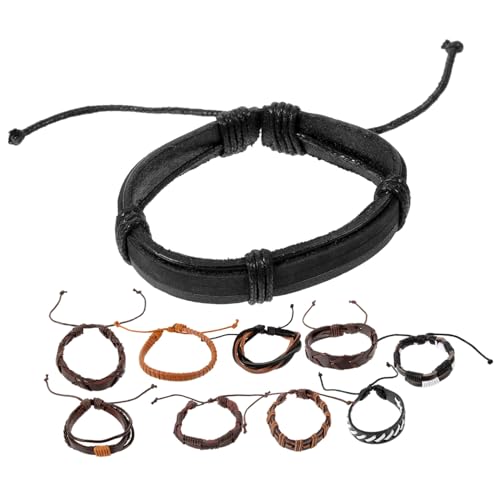 FOMIYES 10stücke Manschettenarmband Aus Kunstleder Im Vintage-stil Gewebtes Armband Für Damen Und Herren Dekoratives Armband Cooles Armbandset Für Verschiedene Anlässe von FOMIYES
