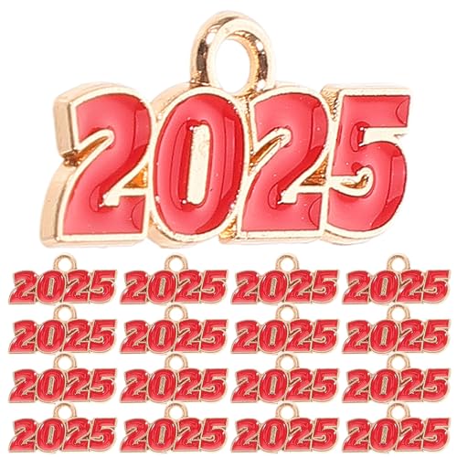 FOMIYES 100 Stück Anhänger aus Robustem Zinklegierung für DIY Schmuckherstellung Rote Jahreszahl Charms für Armbänder Schlüsselanhänger Halsketten Modisch und Vielseitig von FOMIYES