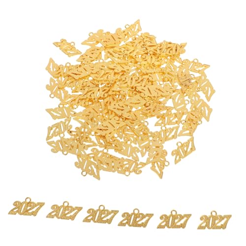 FOMIYES 100 Stück Jahresanhänger Goldfarbene Quasten Anhänger für DIY Schmuckherstellung Leichte Legierung Charms für Halsketten Armbänder Ohrringe für Abschlussfeiern und von FOMIYES