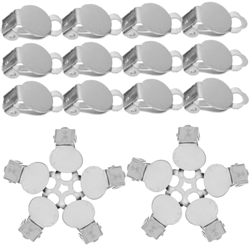 FOMIYES 100 Stück Ohrclips für Damen ohne Ohrlöcher Metallische Non Piercing Ohrringe Verstellbare Ohrmanschetten DIY Schmuckzubehör Rhodium Farbe für Geburtstage und Feiern von FOMIYES