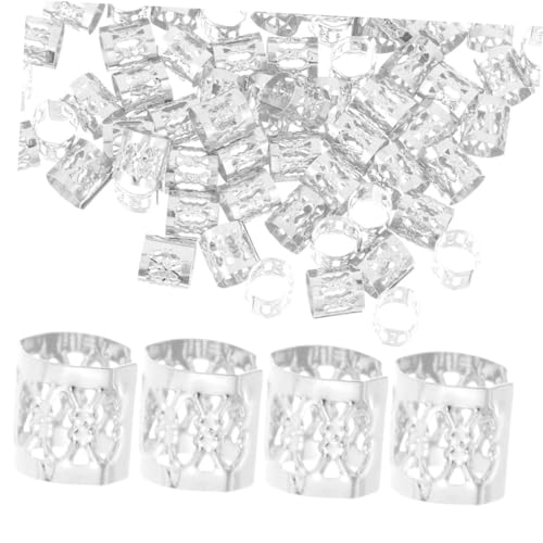 FOMIYES 100 Stück Ringe Dekorationen Perlen Zöpfe Weiche Haarschmuck Metall Frauen Dreadlock Braid Mädchen Silber Für Und Manschetten Dread Clips Häkelzubehör Dekoration Verstellbares von FOMIYES