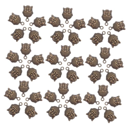 FOMIYES 100 Stück Vintage Buddha Kopf Anhänger Tibetische Stil Buddha Spacer Perlen für DIY Schmuck Armbänder Schlüsselanhänger und Bastelbedarf von FOMIYES